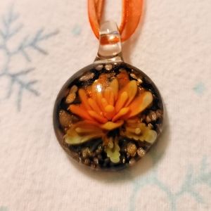 Lotus flower, glass blown Necklace